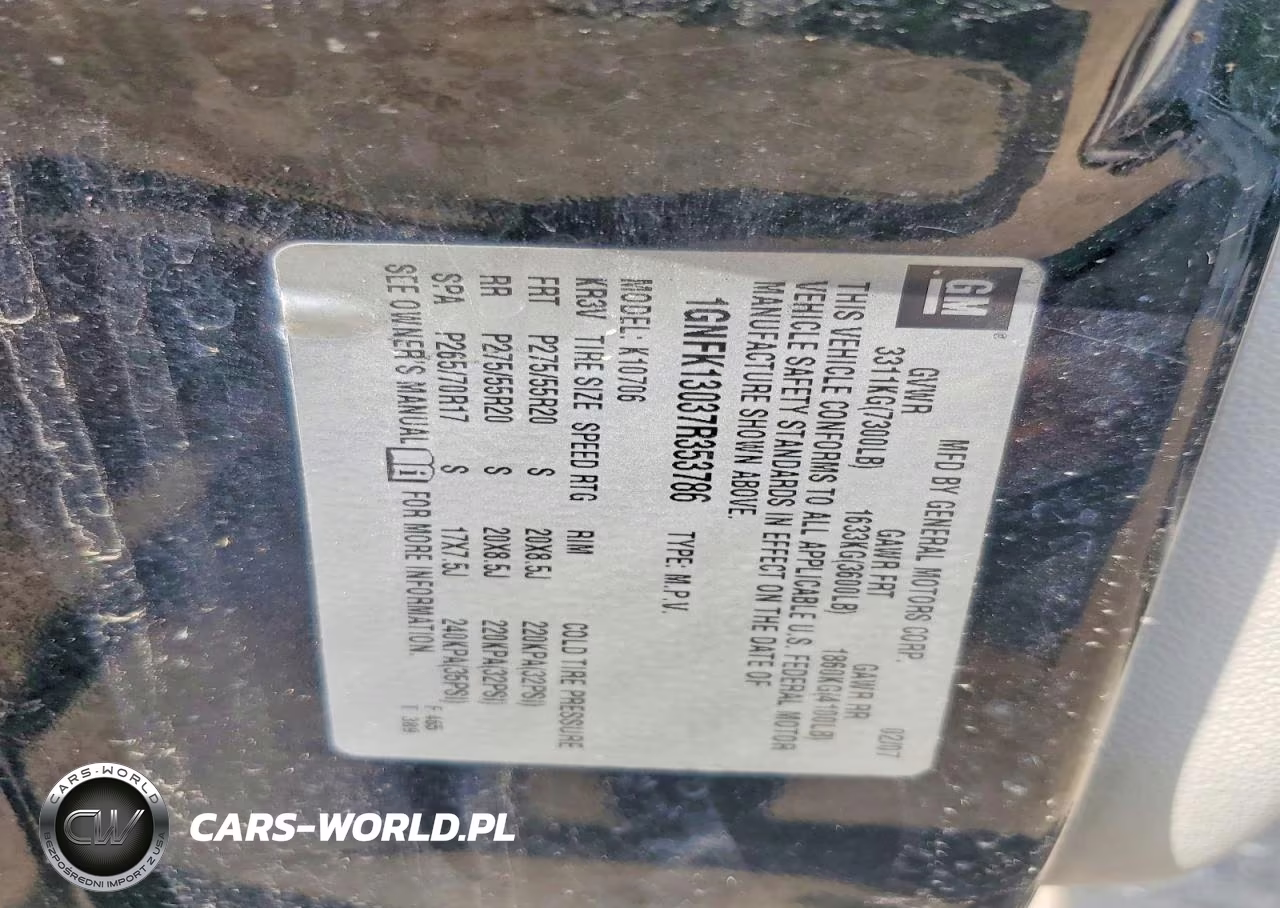 2007 Chevrolet Tahoe K1500 VIN:1GNFK13037R353786 - 13
