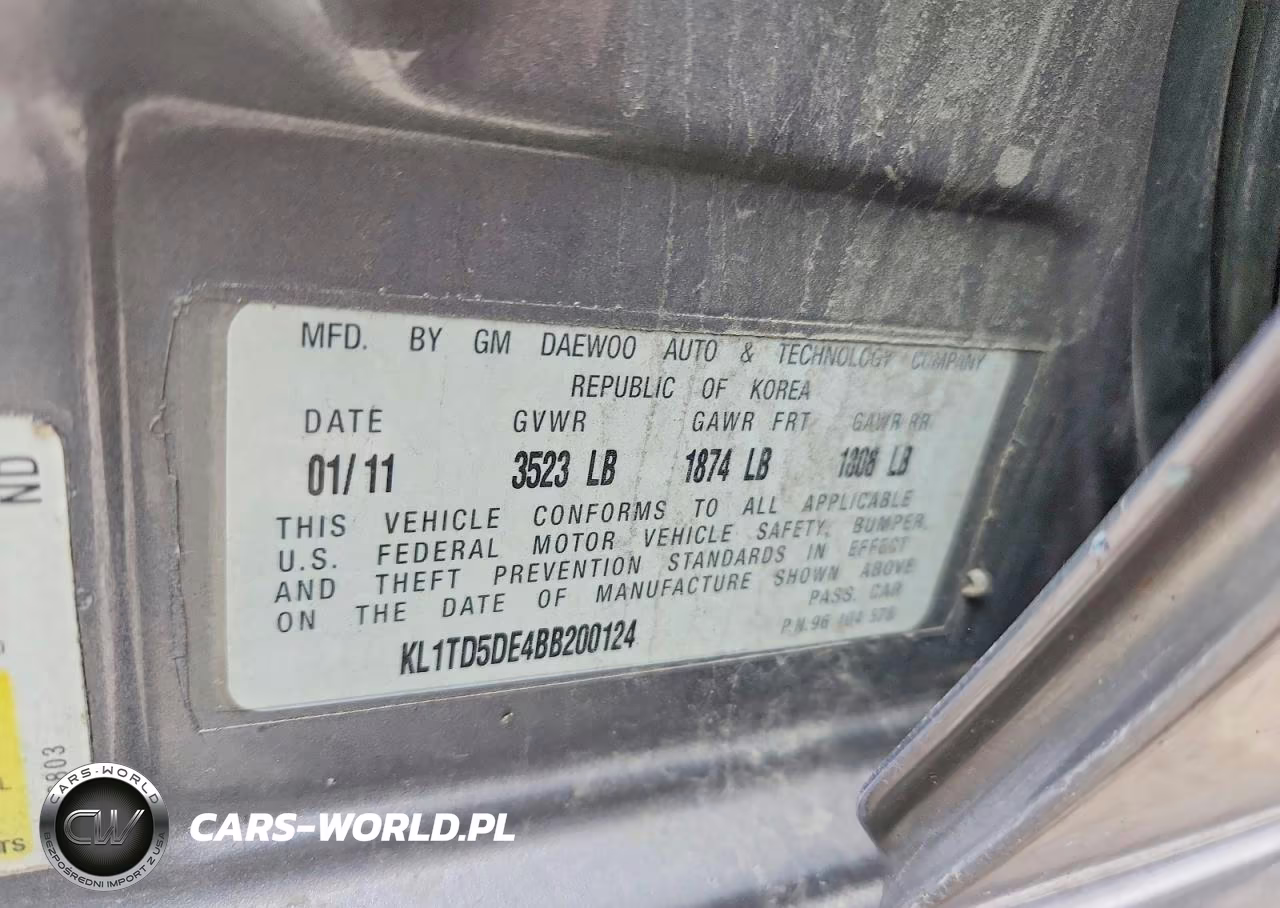 2011 Chevrolet Aveo Ls VIN:KL1TD5DE4BB200124 - 12
