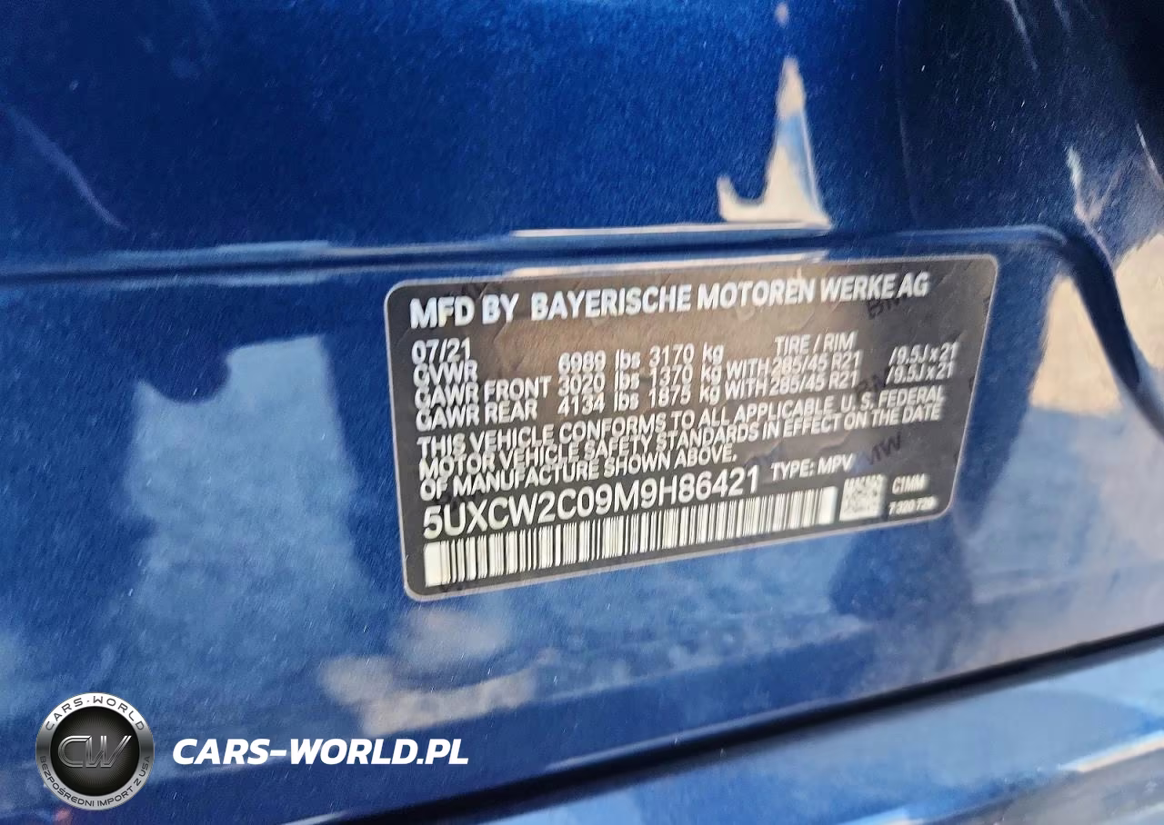 2021 BMW X7 xDrive40I VIN:5UXCW2C09M9H86421 - 13