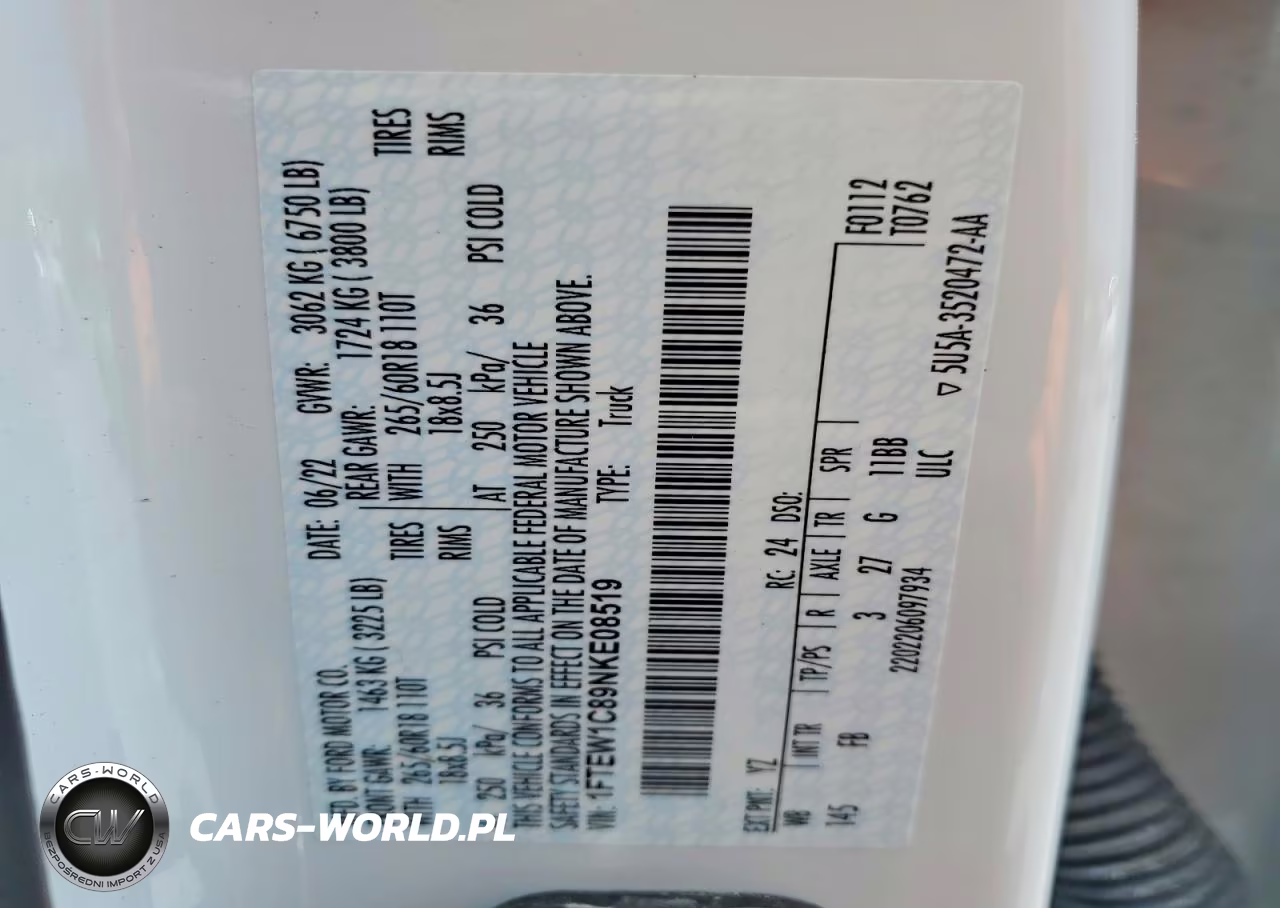 2022 Ford F150 Supercrew VIN:1FTEW1C89NKE08519 - 12