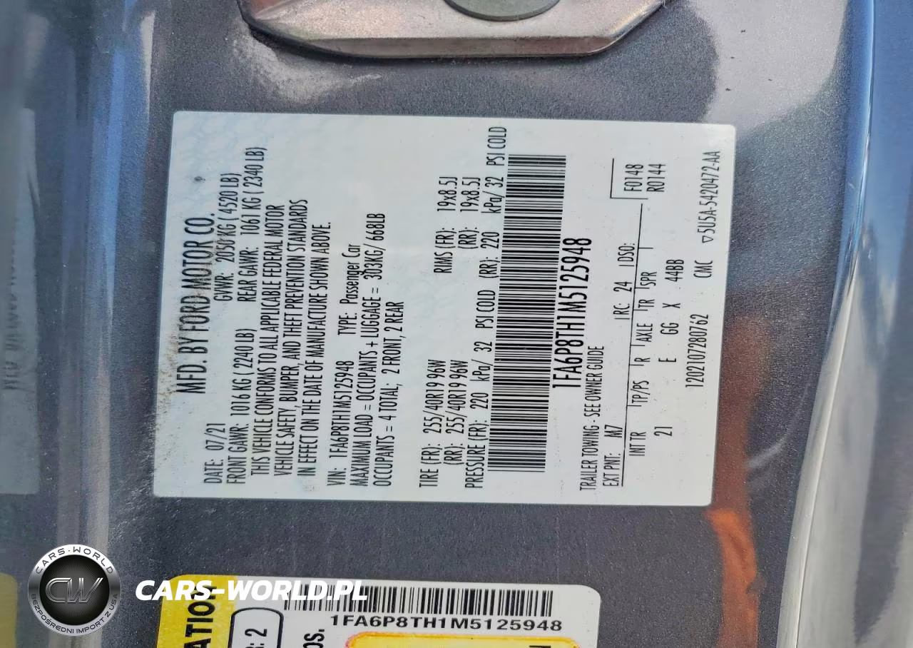 2021 Ford Mustang VIN:1FA6P8TH1M5125948 - 12