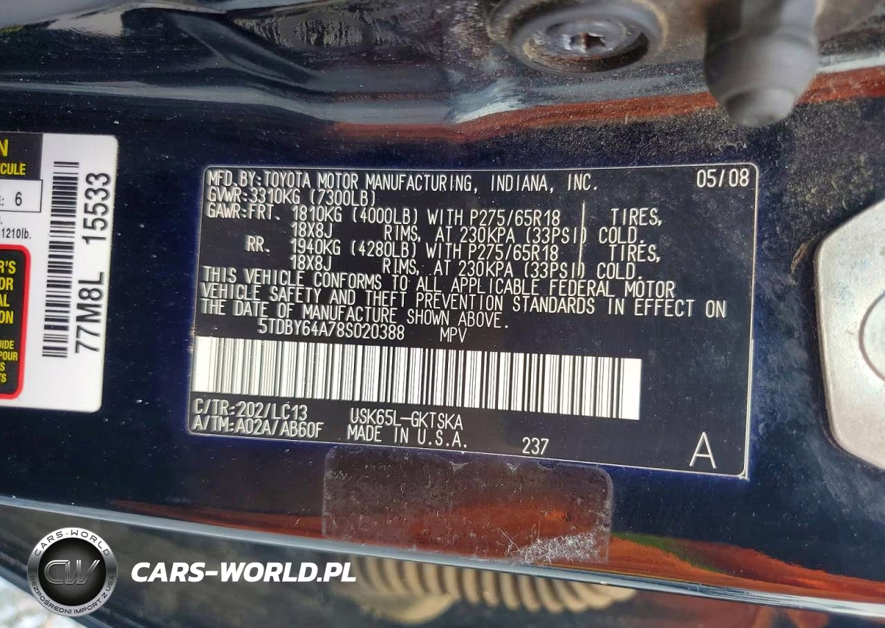 2008 Toyota Sequoia Sr5 VIN:5TDBY64A78S020388 - 12