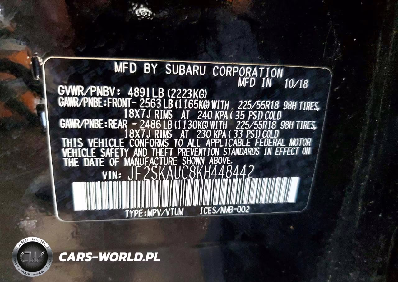 2019 Subaru Forester Limited VIN:JF2SKAUC8KH448442 - 13