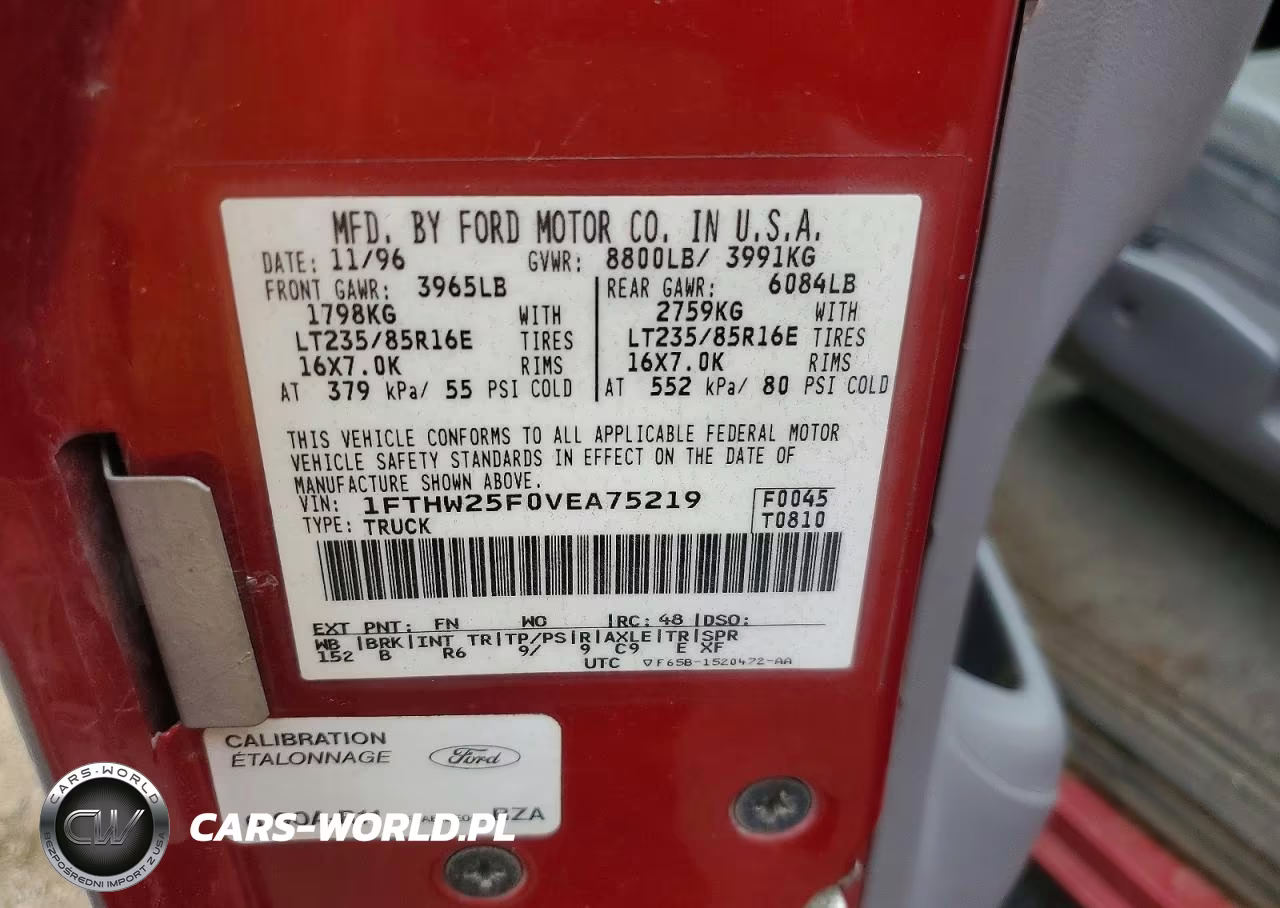 1997 Ford F250 VIN:1FTHW25F0VEA75219 - 12