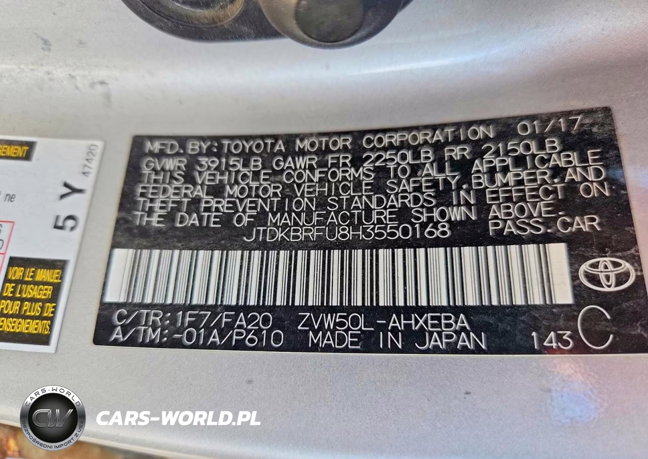 2017 Toyota Prius Two VIN:JTDKBRFU8H3550168 - 12