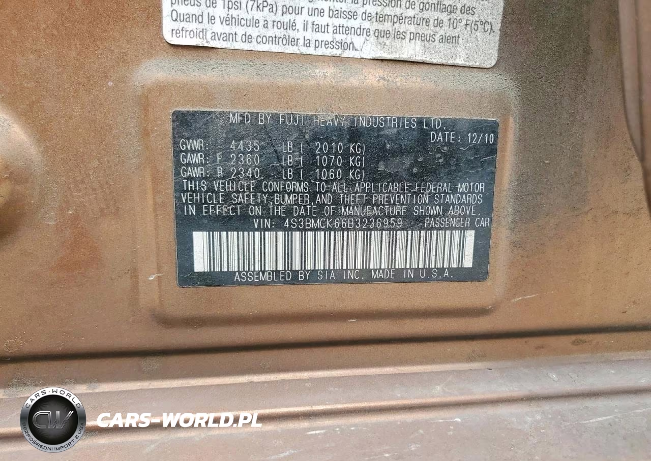 2011 Subaru Legacy 2.5I Limited VIN:4S3BMCK66B3236959 - 13