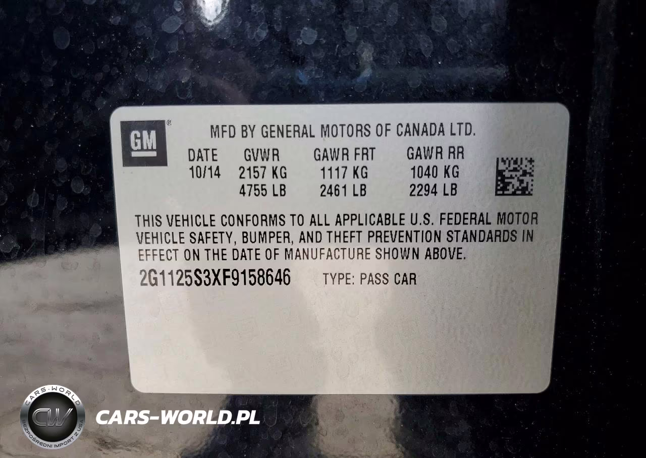 2015 Chevrolet Impala Lt VIN:2G1125S3XF9158646 - 12