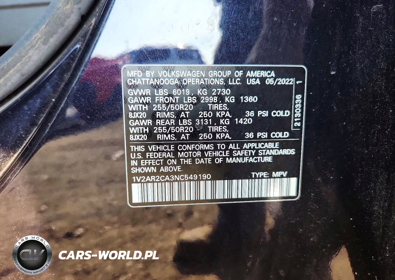 2022 Volkswagen Atlas Sel R-Line VIN:1V2AR2CA3NC549190 - 14