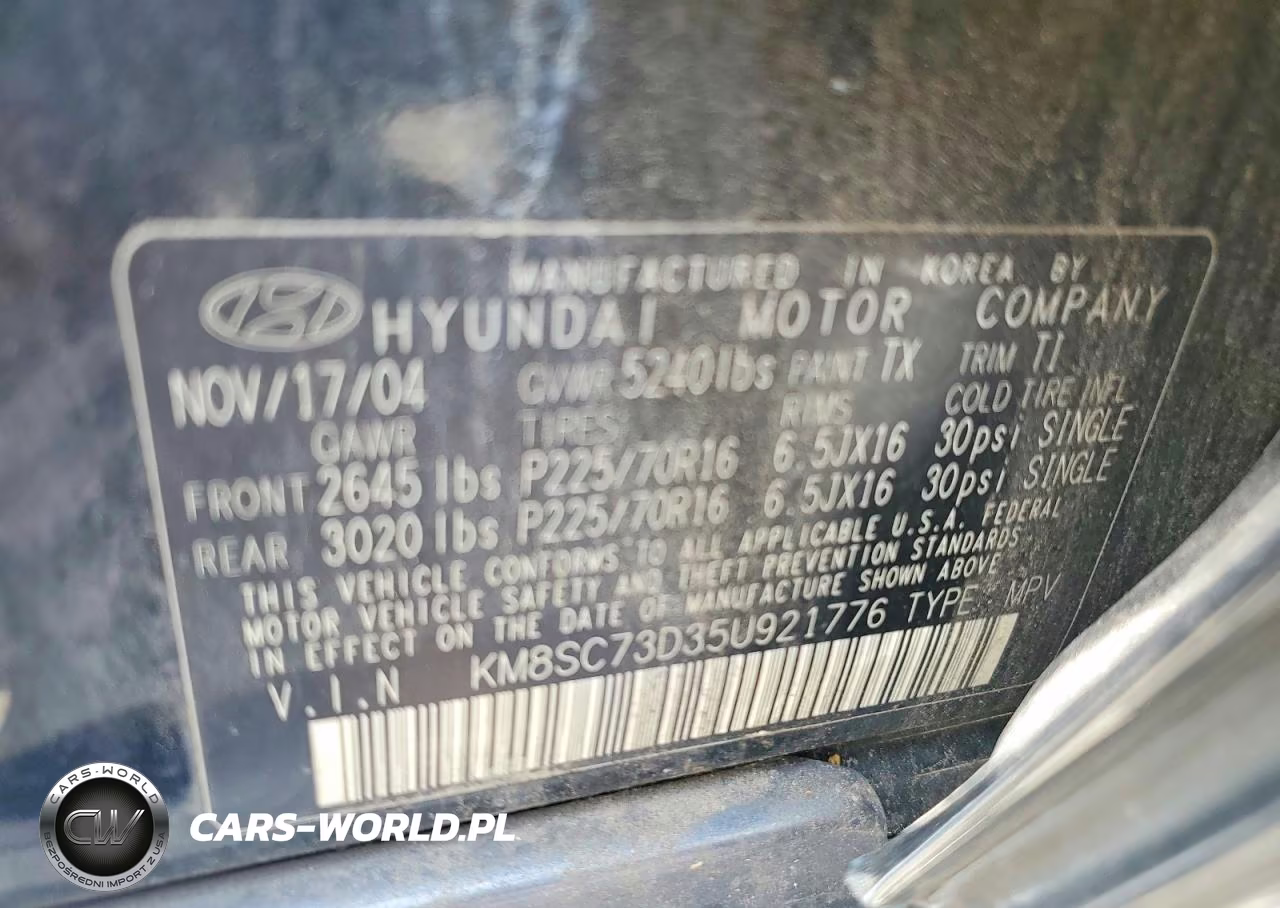 2005 Hyundai Santa Fe Gls VIN:KM8SC73D35U921776 - 14