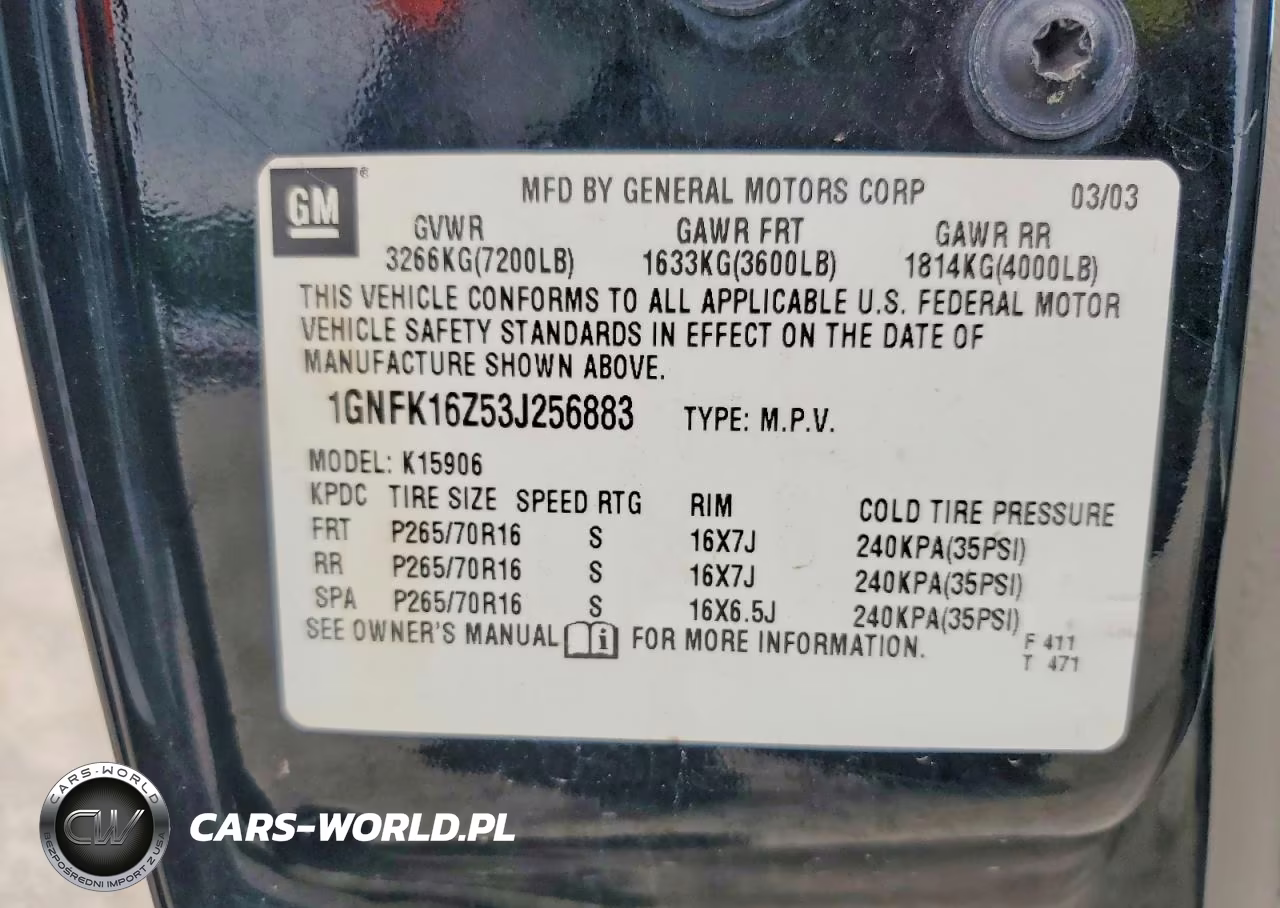2003 Chevrolet Suburban K1500 VIN:1GNFK16Z53J256883 - 13