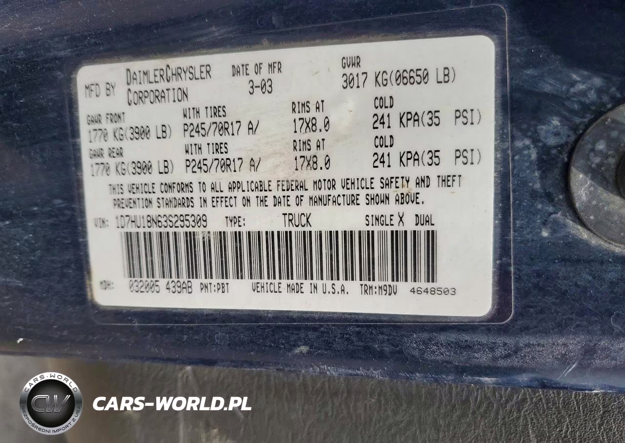 2003 Dodge Ram 1500 St VIN:1D7HU18N63S295309 - 12