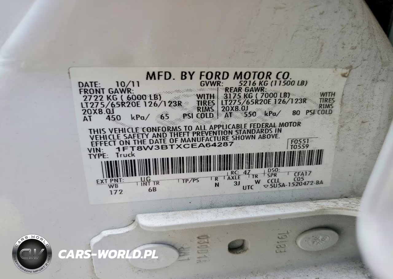 2012 Ford F350 Super Duty VIN:1FT8W3BTXCEA64287 - 12