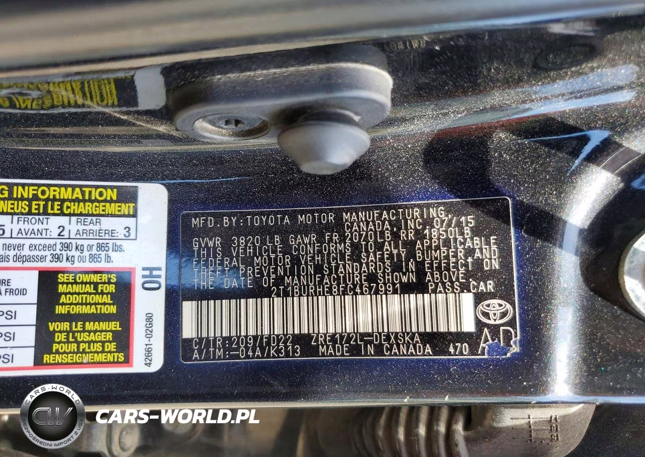 2015 Toyota Corolla S Plus VIN:2T1BURHE8FC467991 - 13