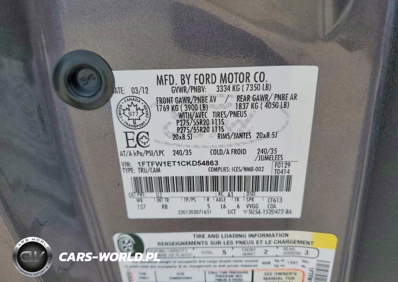 2012 Ford F150 Supercrew VIN:1FTFW1ET1CKD54863 - 12