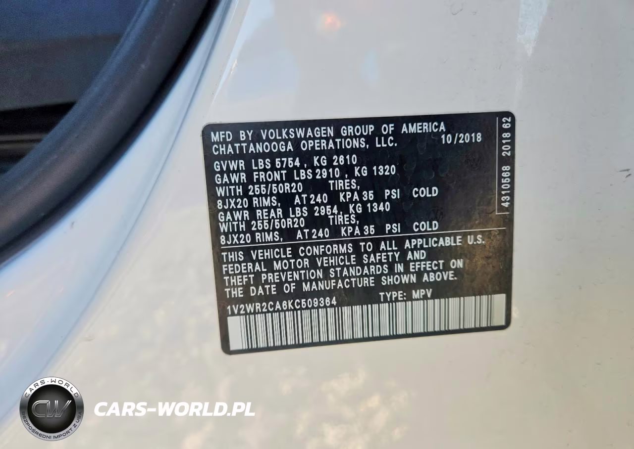 2019 Volkswagen Atlas Se VIN:1V2WR2CA6KC509364 - 13