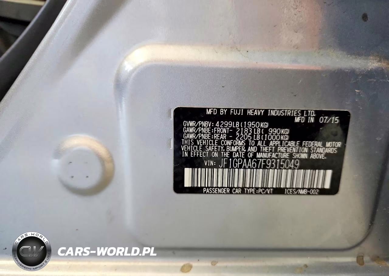 2015 Subaru Impreza VIN:JF1GPAA67F9315049 - 12