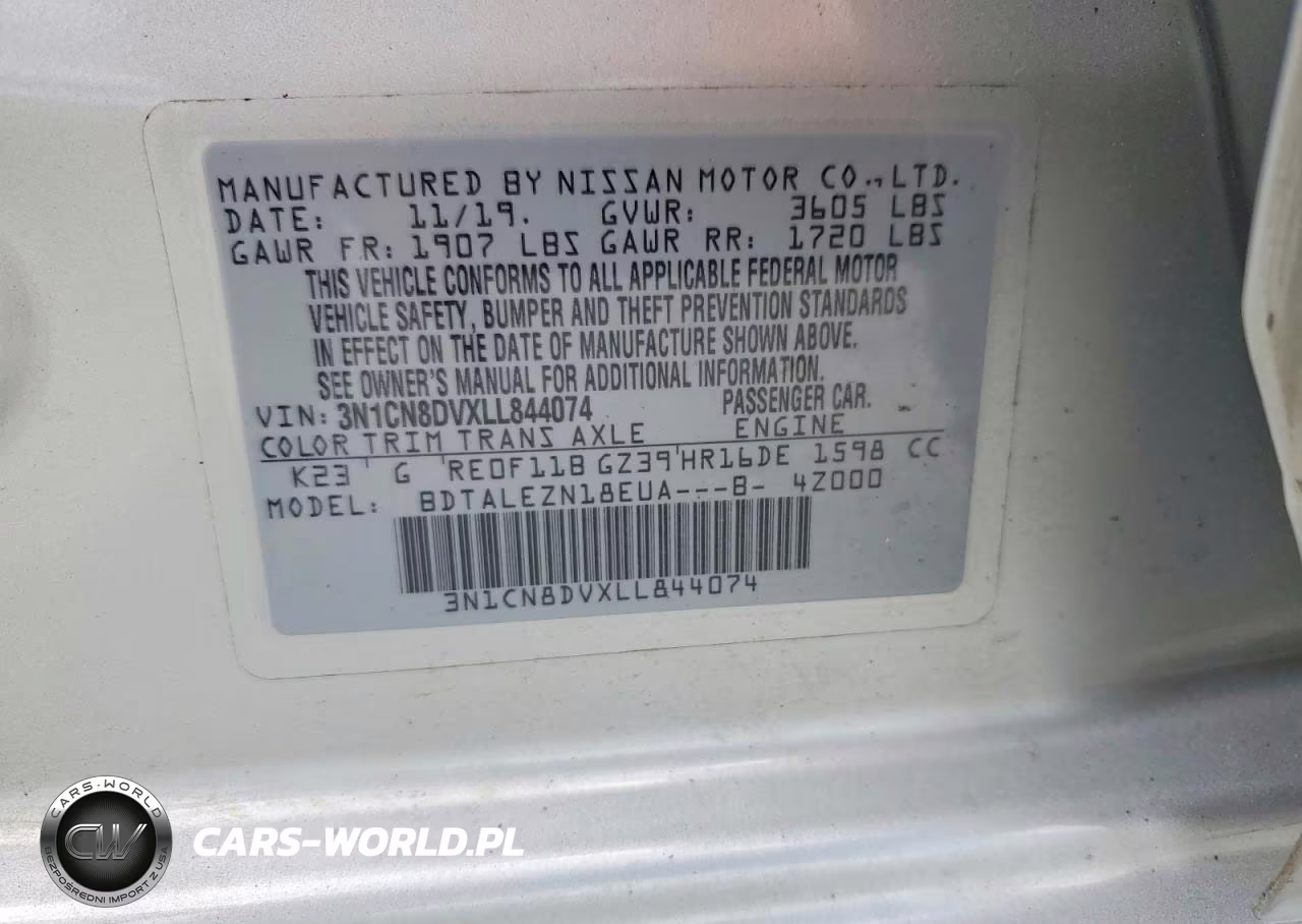 2020 Nissan Versa S VIN:3N1CN8DVXLL844074 - 12