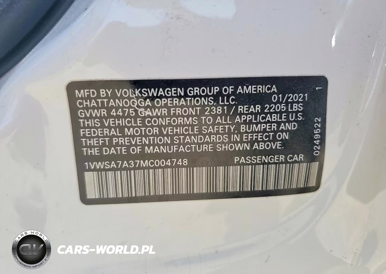 2021 Volkswagen Passat Se VIN:1VWSA7A37MC004748 - 12