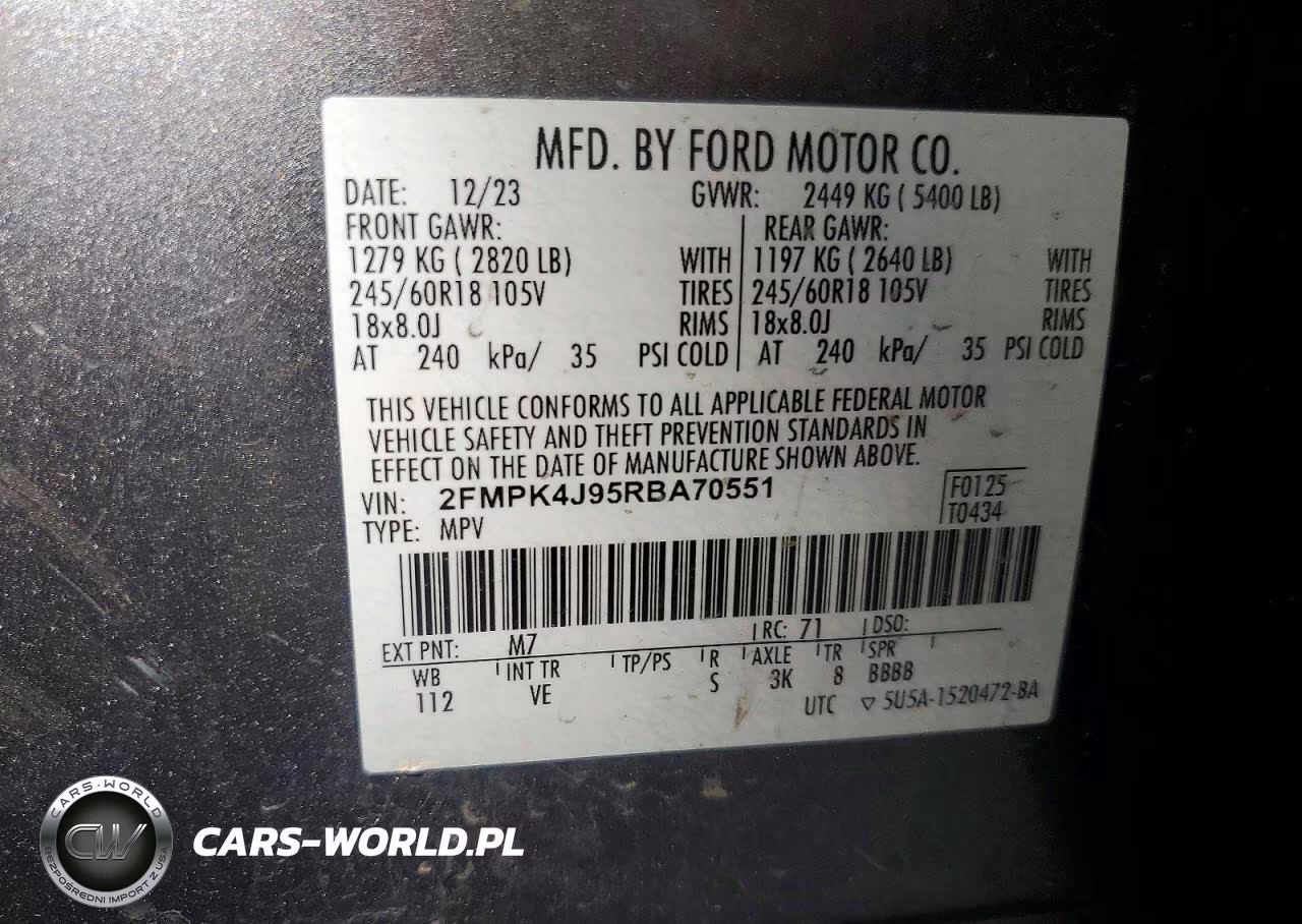 2024 Ford Edge Sel VIN:2FMPK4J95RBA70551 - 14