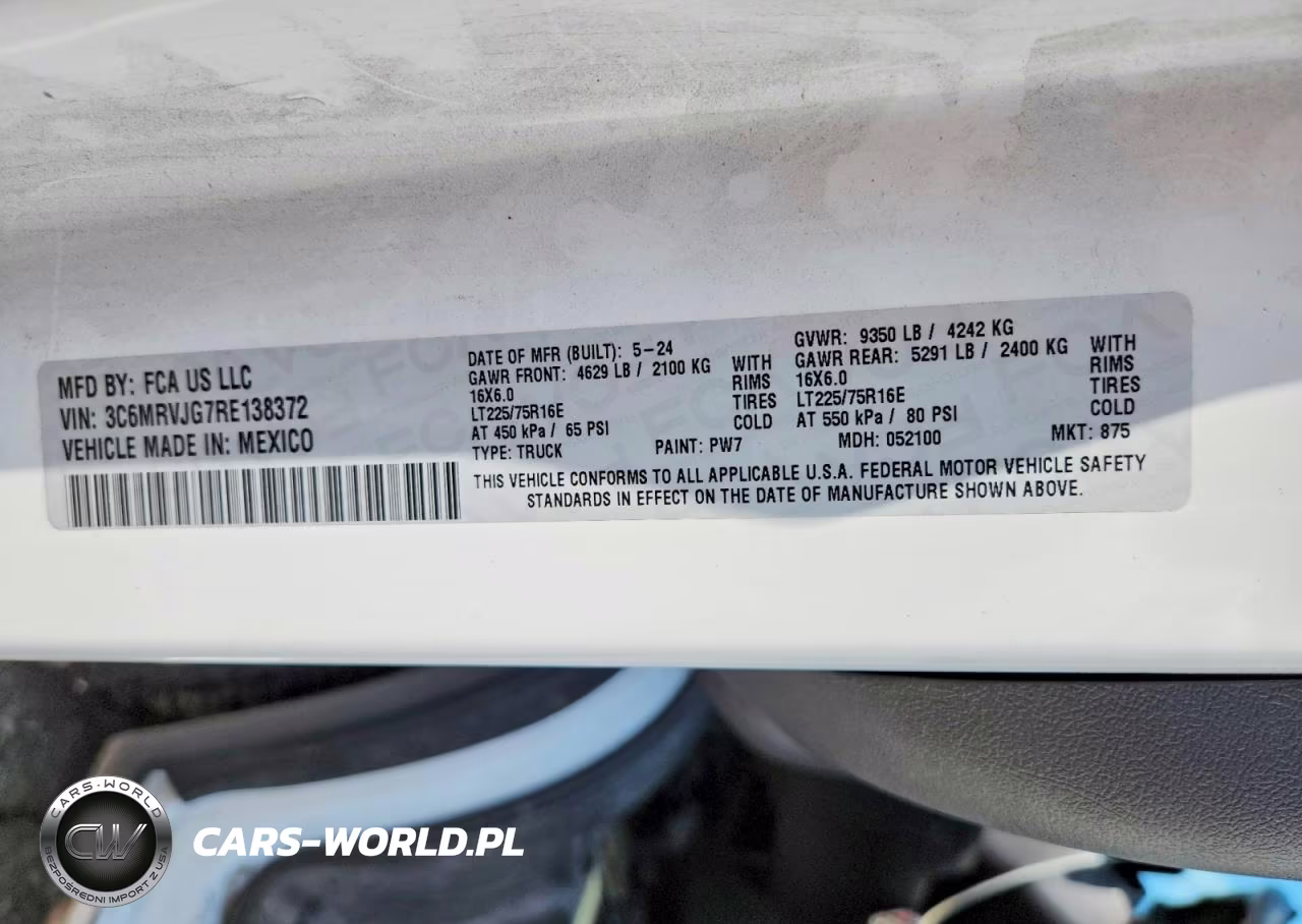 2024 Ram Promaster 3500 3500 High VIN:3C6MRVJG7RE138372 - 14