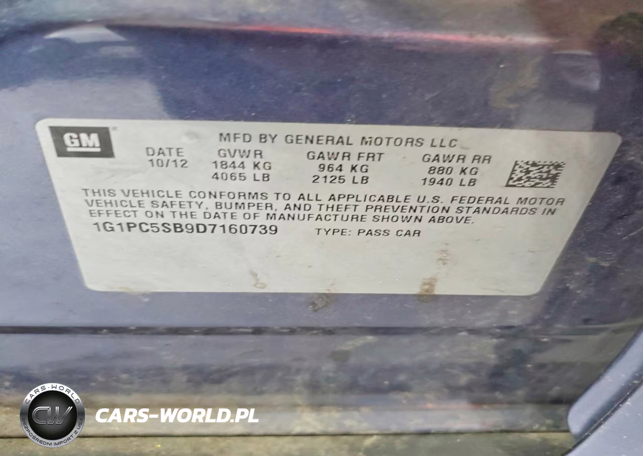 2013 Chevrolet Cruze Lt VIN:1G1PC5SB9D7160739 - 12