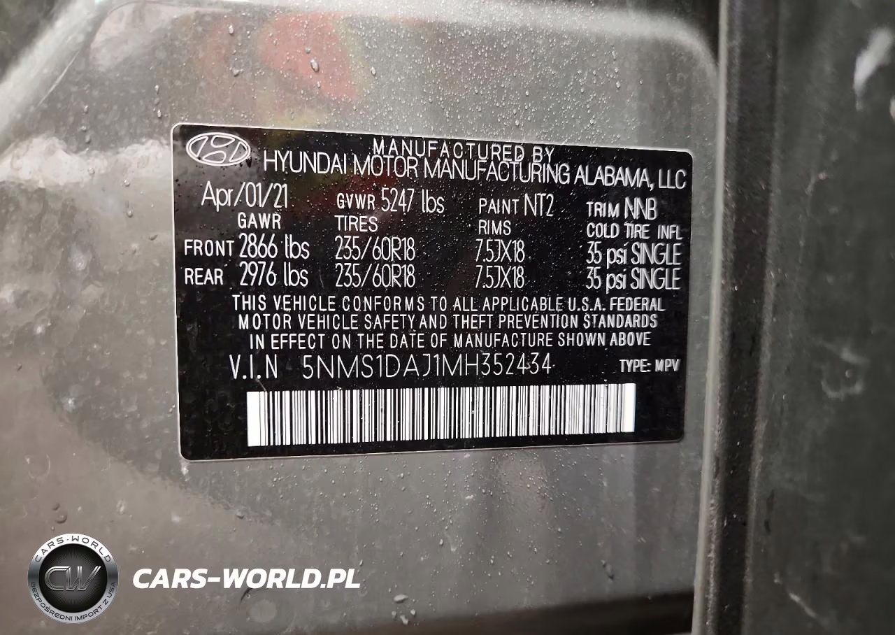 2021 Hyundai Santa Fe Se VIN:5NMS1DAJ1MH352434 - 13