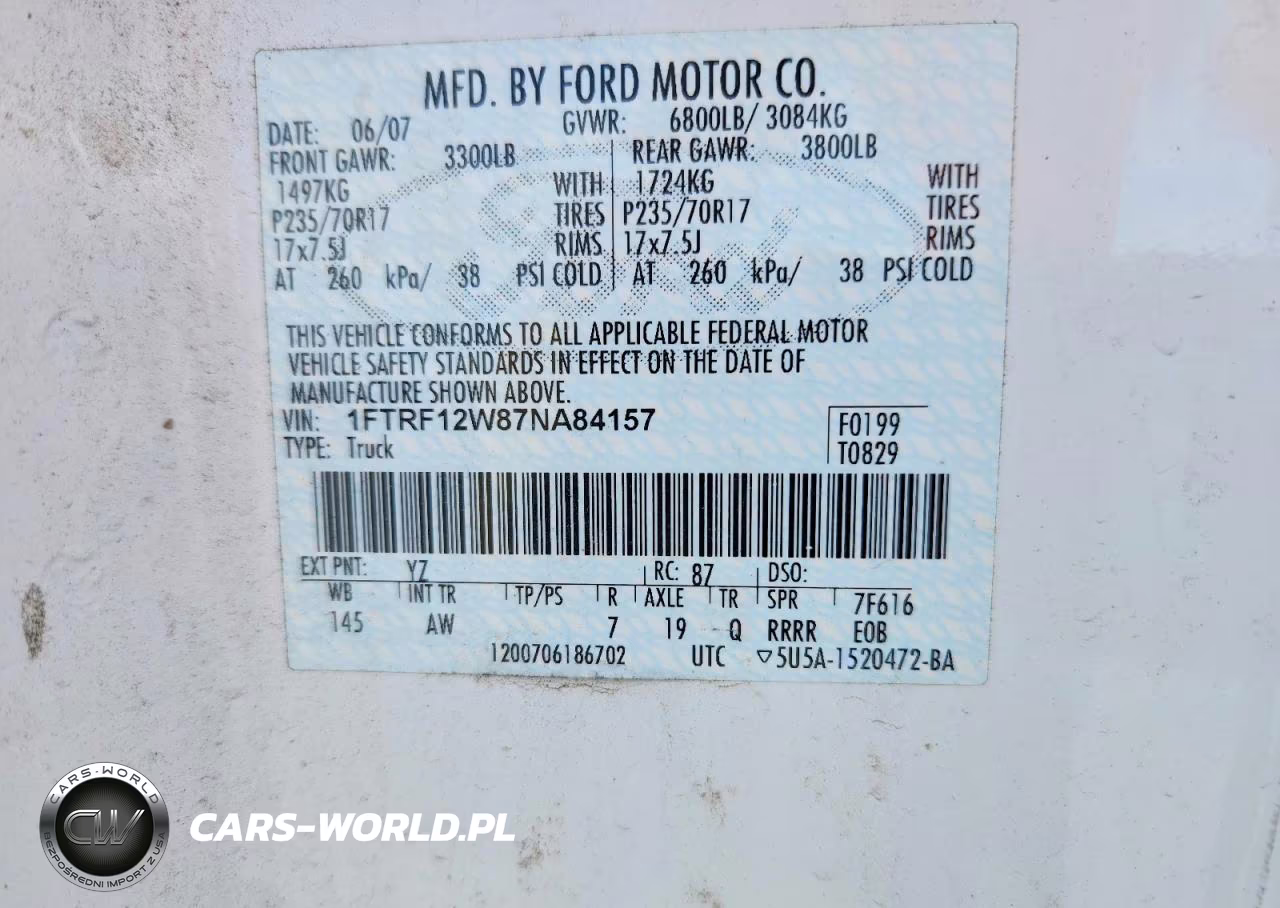 2007 Ford F150 VIN:1FTRF12W87NA84157 - 13