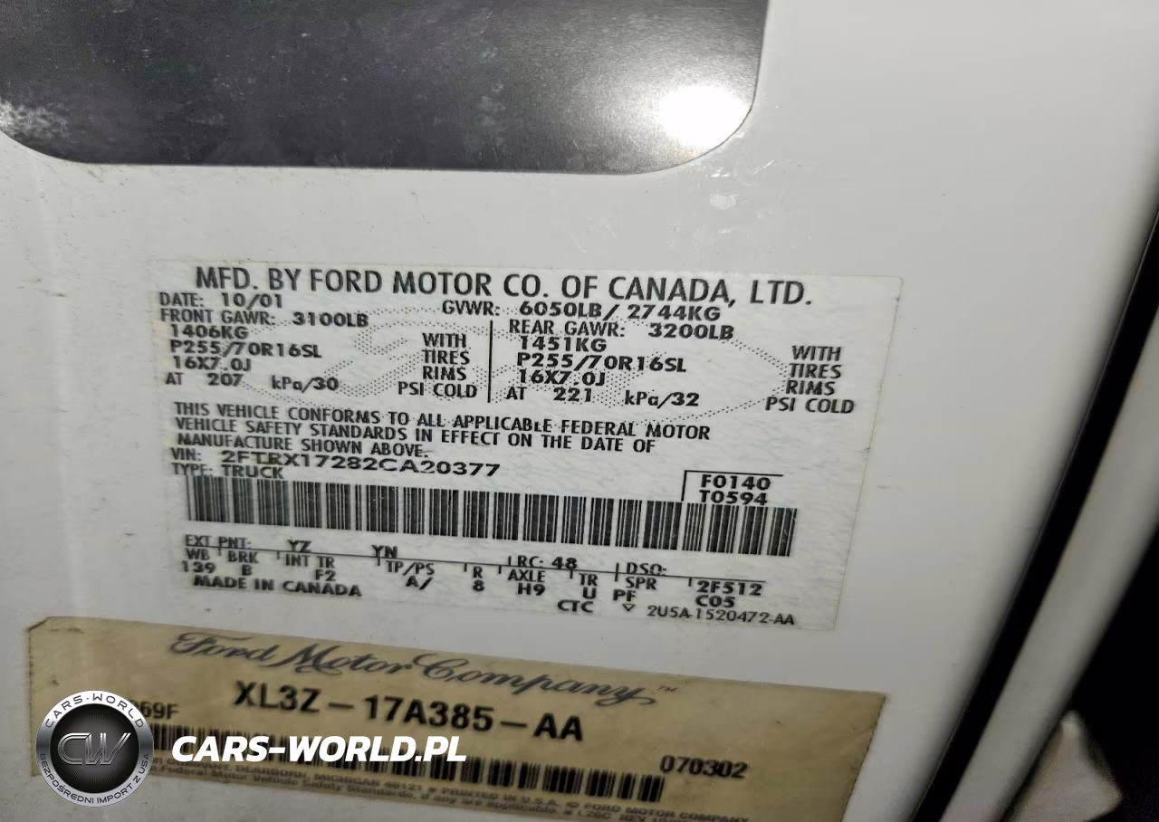 2002 Ford F150 VIN:2FTRX17282CA20377 - 12
