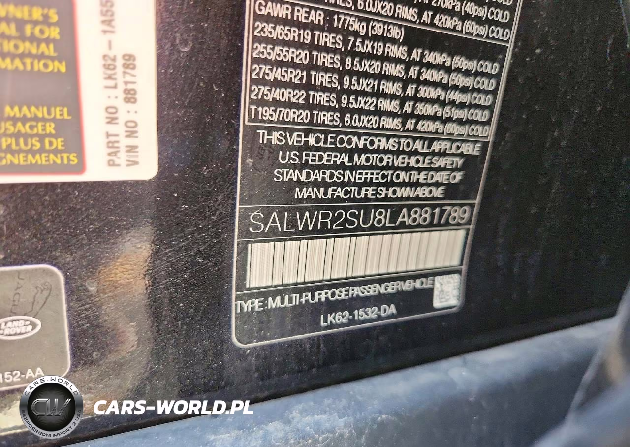 2020 Land Rover Range Rover Sport Hse VIN:SALWR2SU8LA881789 - 12