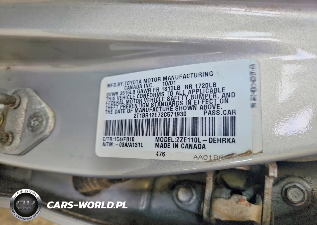 2002 Toyota Corolla VIN:2T1BR12E72C571930 - 12