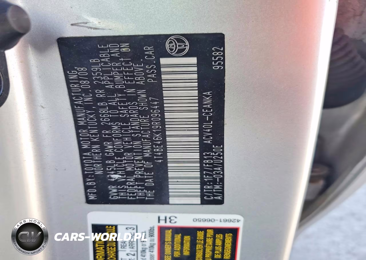 2009 Toyota Camry Le VIN:4T4BE46K19R096447 - 12