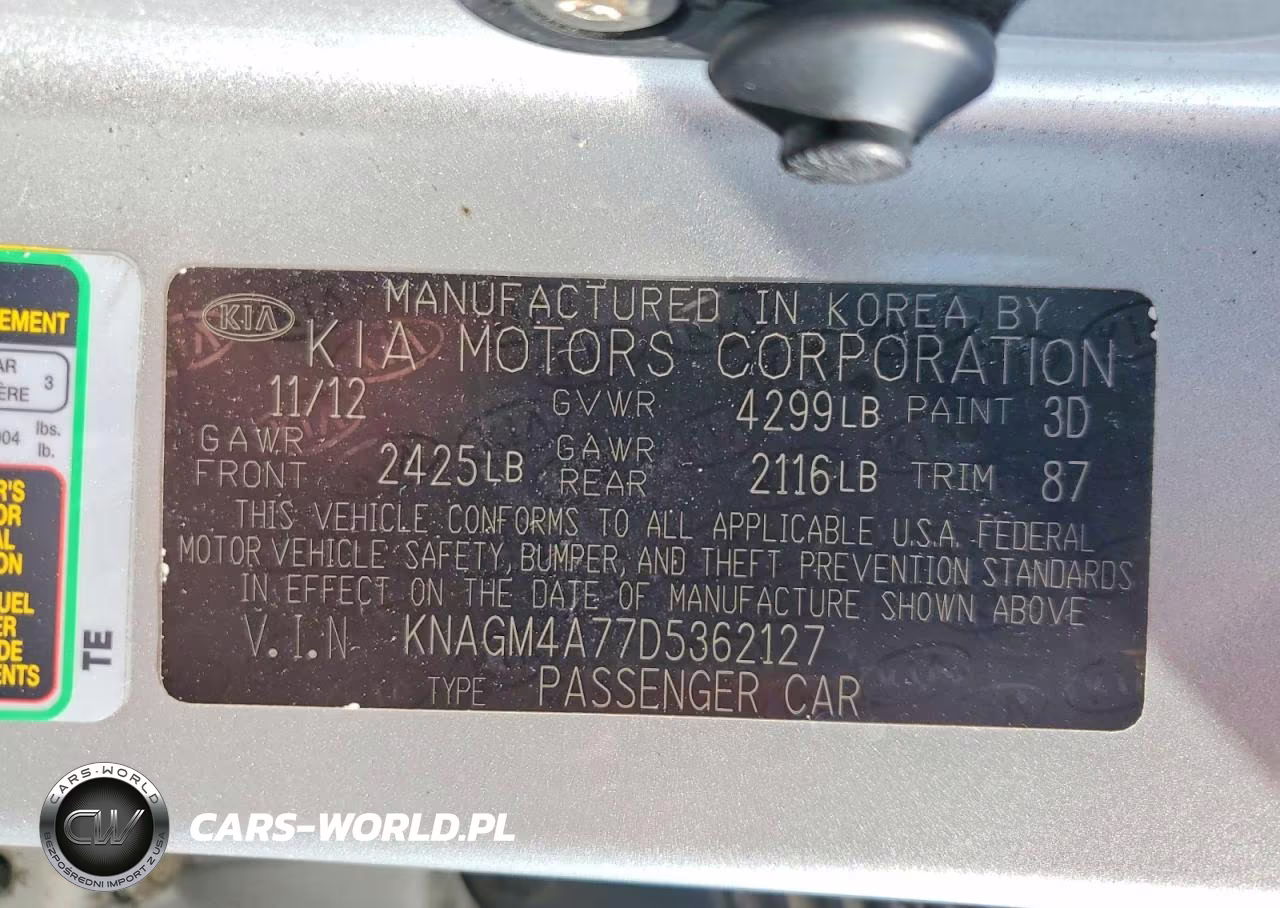 2013 Kia Optima Lx VIN:KNAGM4A77D5362127 - 13
