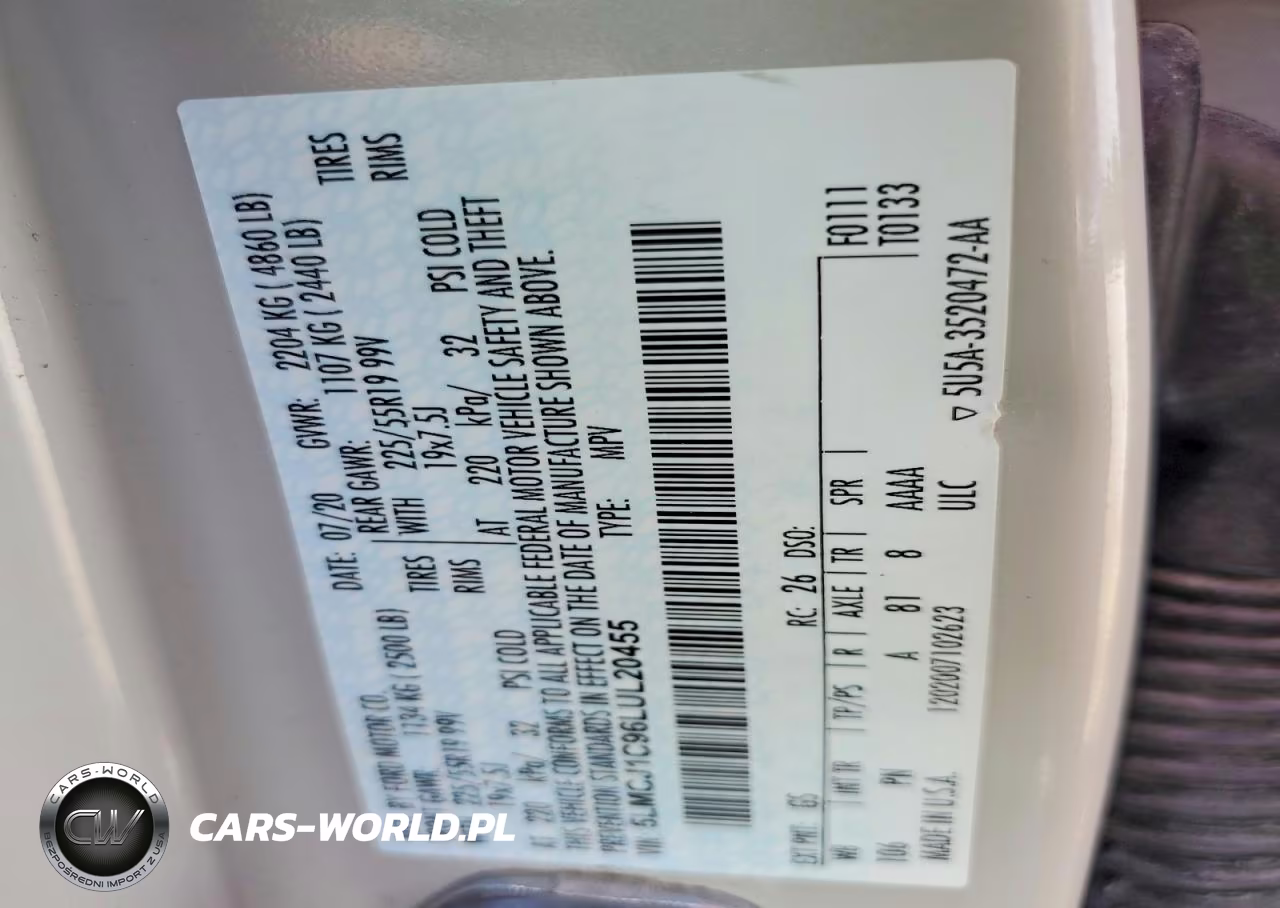 2020 Lincoln Corsair VIN:5LMCJ1C96LUL20455 - 13