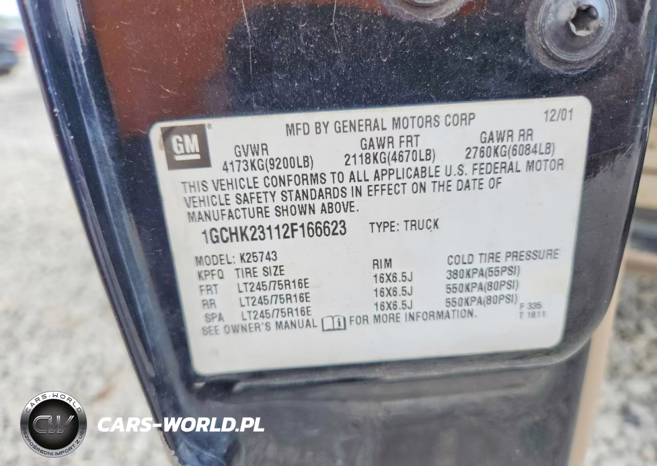 2002 Chevrolet Silverado K2500 Heavy Duty VIN:1GCHK23112F166623 - 12