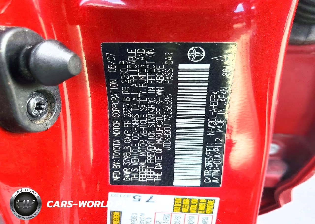 2007 Toyota Prius Base VIN:JTDKB20U173266685 - 12