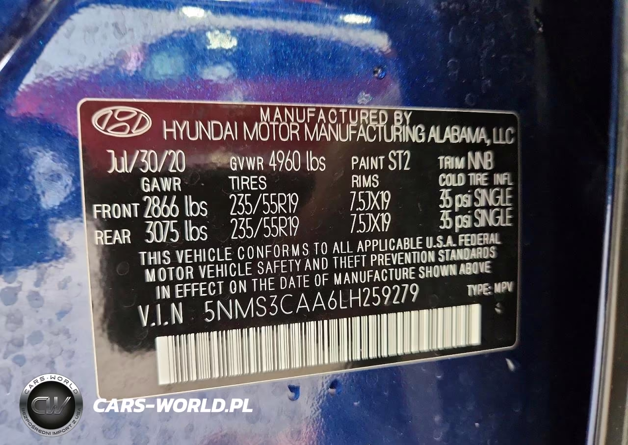 2020 Hyundai Santa Fe Sel 2.0T VIN:5NMS3CAA6LH259279 - 14