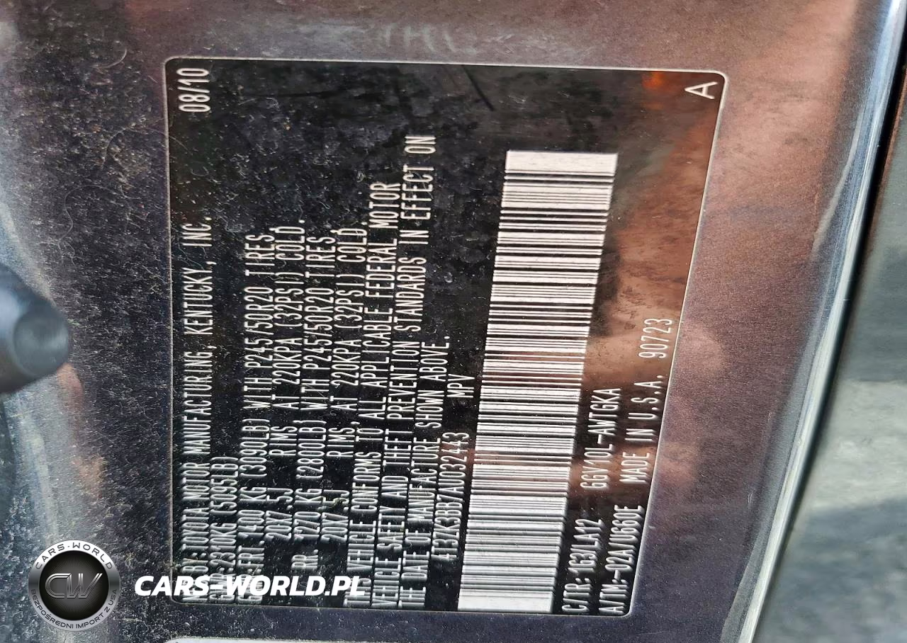 2010 Toyota Venza Fwd V6 VIN:4T3ZK3BB7AU032443 - 13