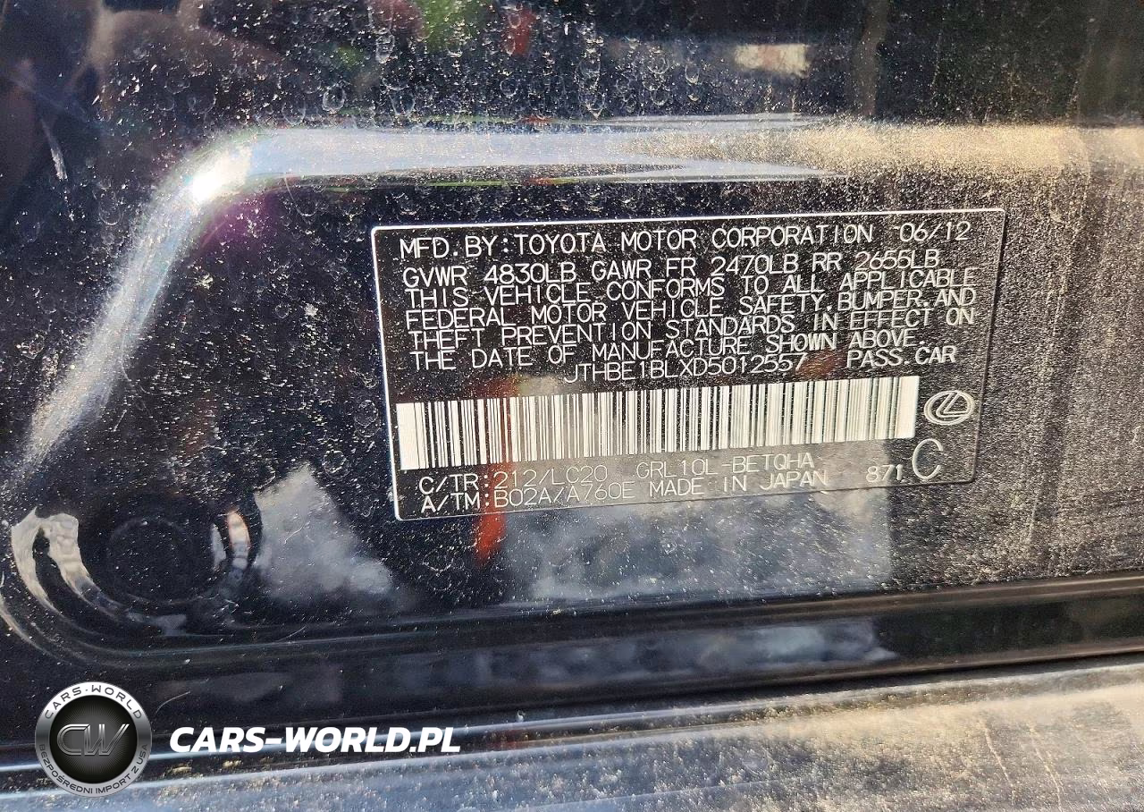 2013 Lexus Gs 350 VIN:JTHBE1BLXD5012557 - 12