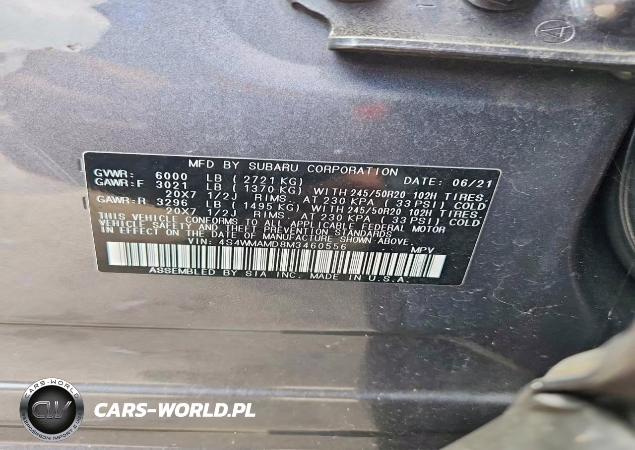 2021 Subaru Ascent Limited VIN:4S4WMAMD8M3460556 - 14
