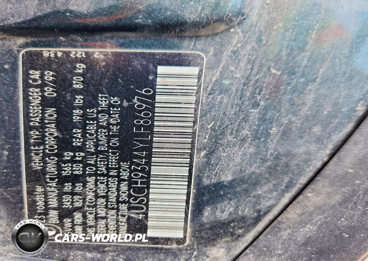 2000 BMW Z3 2.3 VIN:4USCH9344YLF86976 - 12