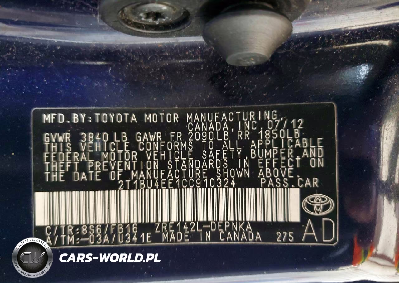 2012 Toyota Corolla Le VIN:2T1BU4EE1CC910324 - 12