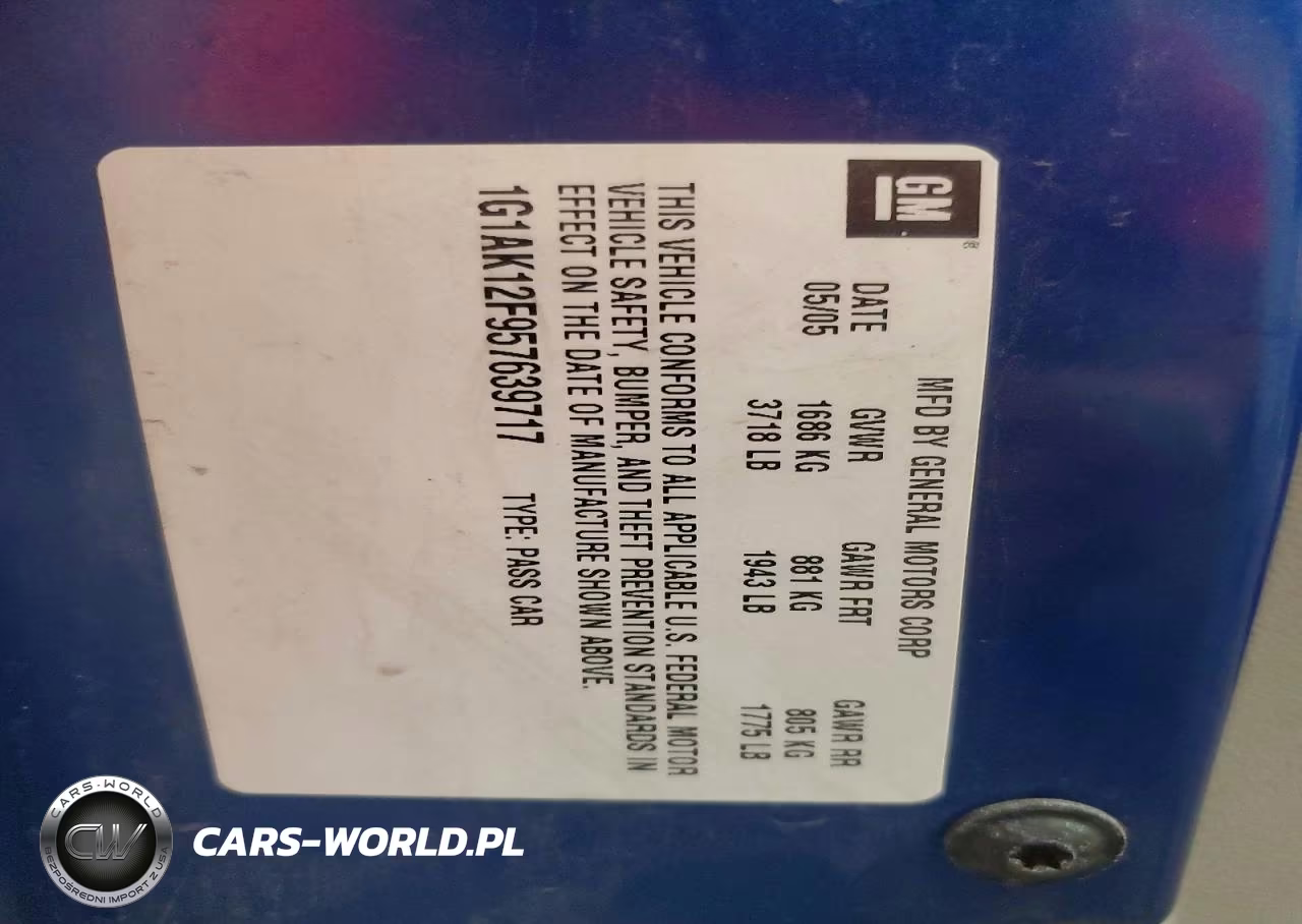 2005 Chevrolet Cobalt VIN:1G1AK12F957639717 - 13