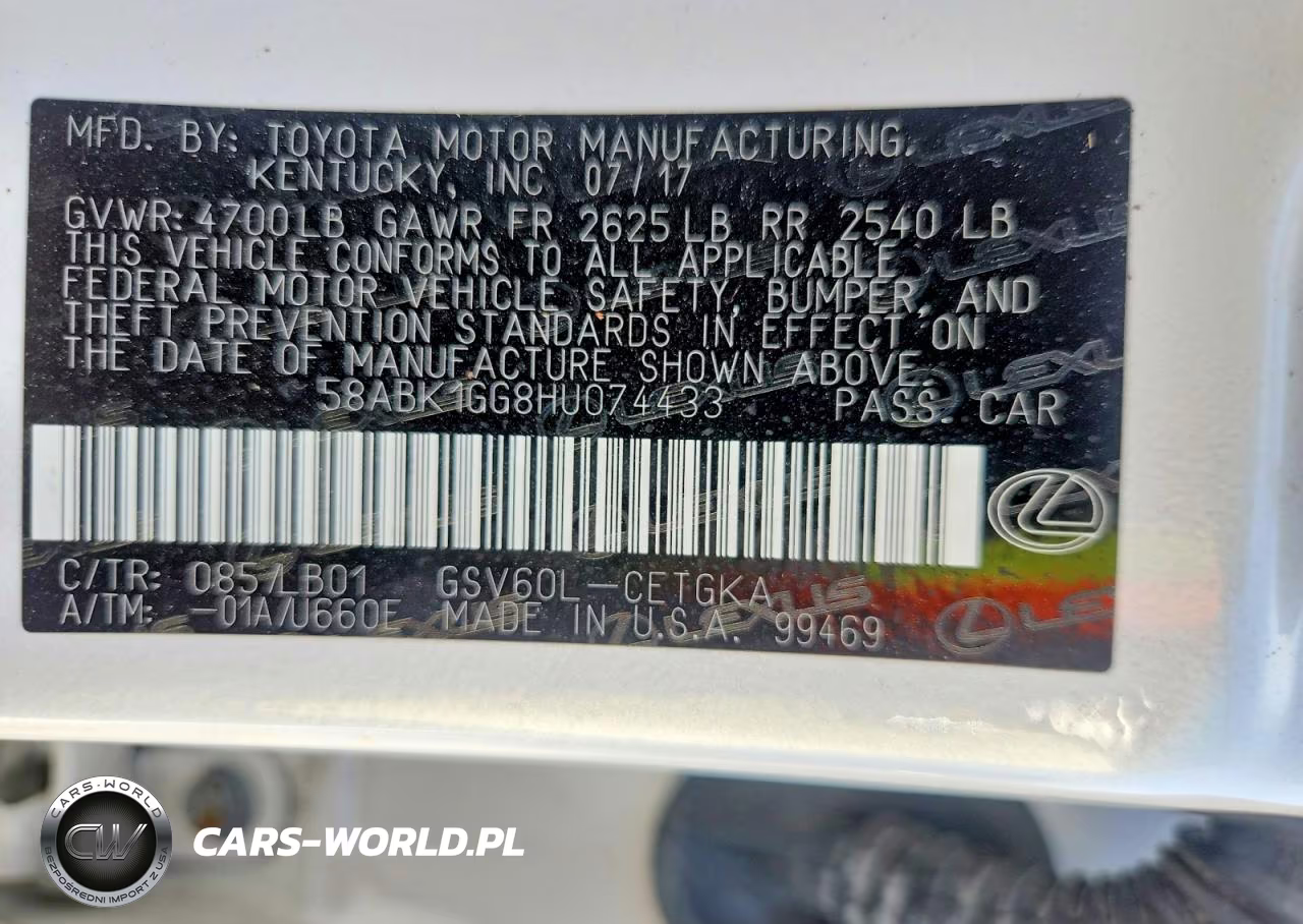 2017 Lexus Es 350 VIN:58ABK1GG8HU074433 - 12