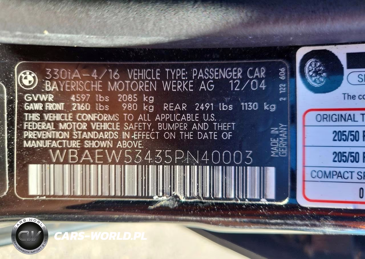 2005 BMW 330 Xi VIN:WBAEW53435PN40003 - 12