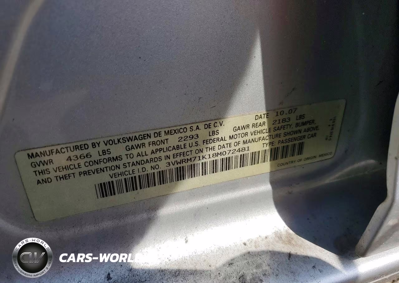 2008 Volkswagen Jetta Se VIN:3VWRM71K18M072481 - 12