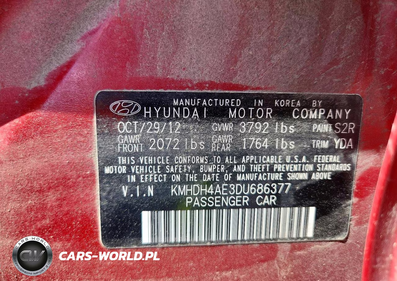 2013 Hyundai Elantra Gls VIN:KMHDH4AE3DU686377 - 12