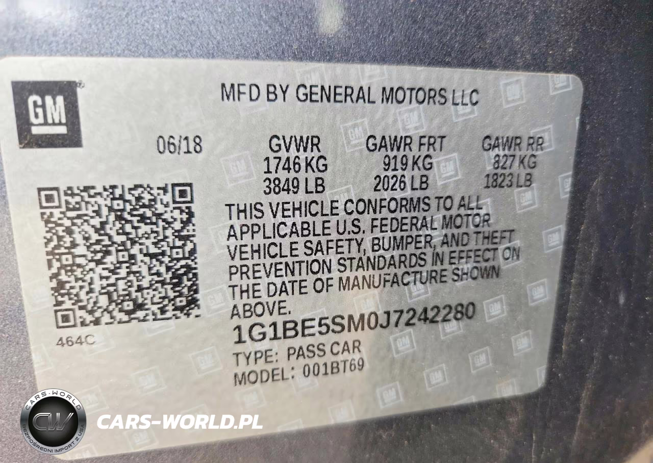 2018 Chevrolet Cruze Lt VIN:1G1BE5SM0J7242280 - 13