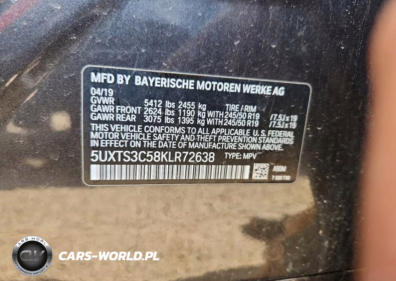 2019 BMW X3 xDrivem40I VIN:5UXTS3C58KLR72638 - 12