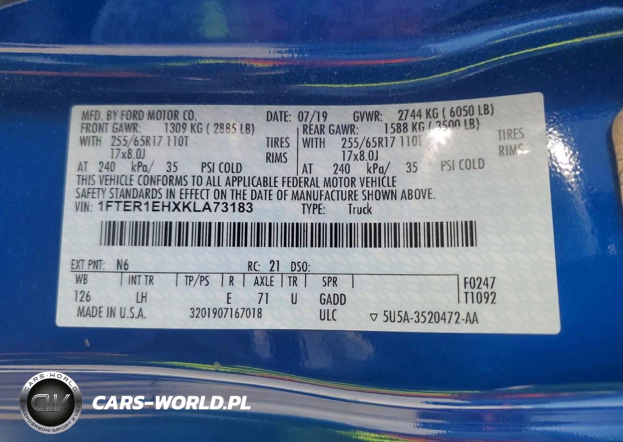 2019 Ford Ranger Xl VIN:1FTER1EHXKLA73183 - 12