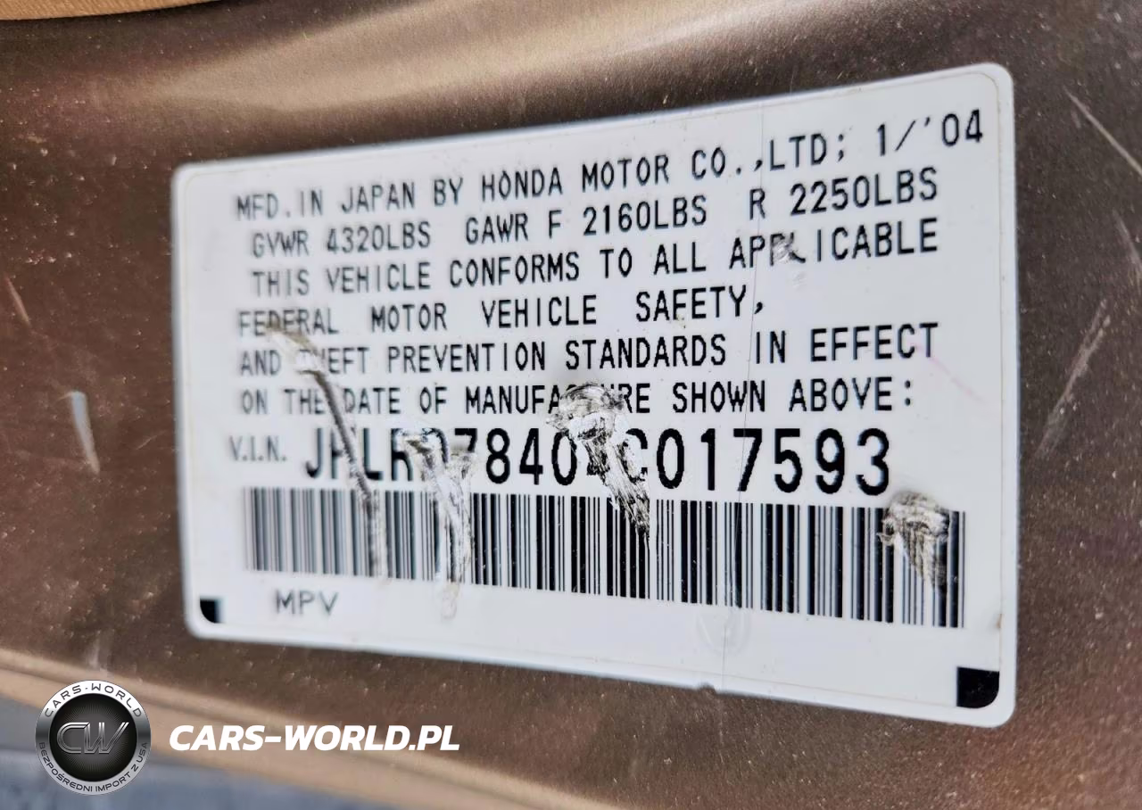 2004 Honda Cr-V Lx VIN:JHLRD78404C017593 - 14
